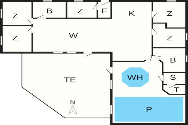 Foto van Luxe retraite met zwembad - Vakantiehuis in Oksbøl - FloorPlan