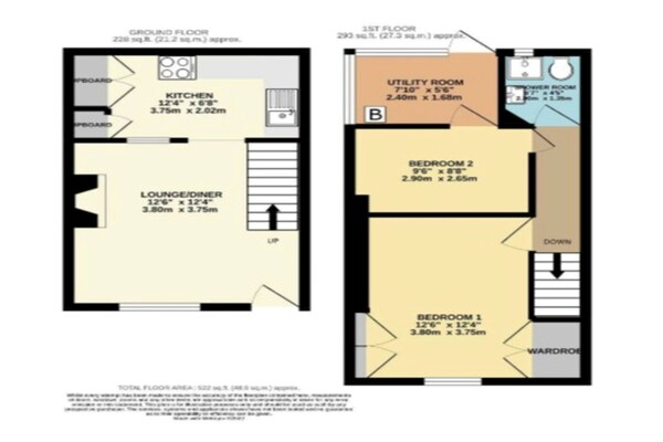 Foto van 19e-eeuws huisje vlakbij de haven van Brixham - Vakantiehuis in Brixham - FloorPlan