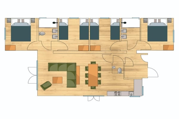 Foto van Premium saunalodge voor 8 personen in Slagharen - Vakantiehuis in Slagharen - FloorPlan