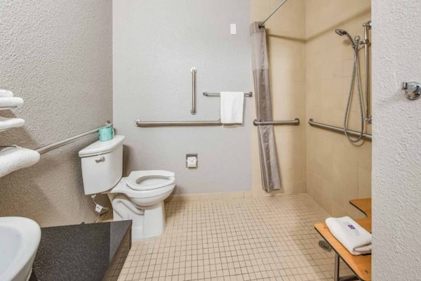 Foto van 1 kingsize bed | Badkuip met mobiele toegang | NSMK minikoelkast - BathRoom
