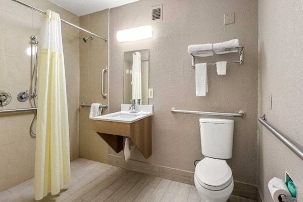 Foto van 1 kingsize bed | Badkuip met mobiele toegang Nsmk Micfridg - BathRoom