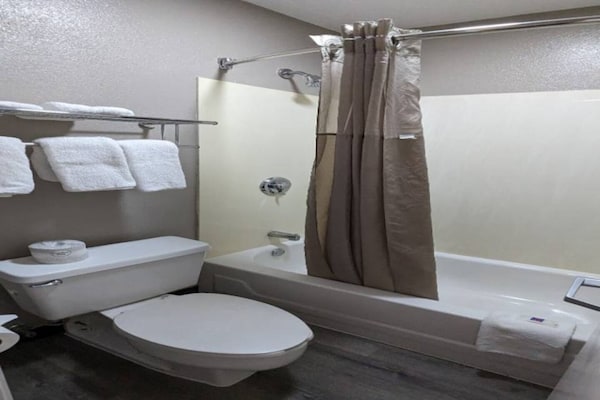 Foto van 1 tweepersoonsbed | Douche conform ADA/RI-normen - Vakantiehuis in Nashua - BathRoom