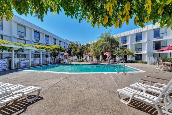 Foto van 1 kingsize bed | Redwood City - Vakantiehuis in Belmont - Pool