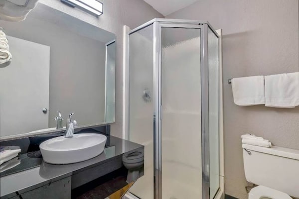 Foto van 1 Queensize Bed | Ada/ri -douche - Vakantiehuis in Santa Rosa NM - BathRoom