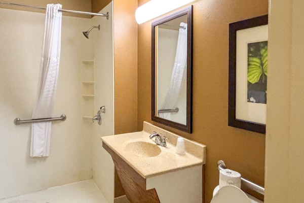 Foto van 1 Queensize Bed | Mob Acc Tub Ste Nsmk Sb Micfri - Vakantiehuis in Greenville SC - BathRoom