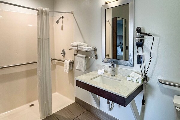 Foto van 1 kingsize bed|Mob Acc|RI Shwr|Nsmk|Micfridg - Vakantiehuis in Jackson - BathRoom