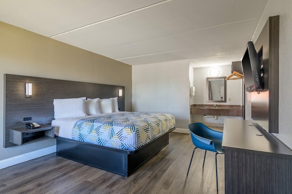 Foto van 1 kingsize bed | Mob Acc RI Shwr Nsmk Micfridg - Vakantiehuis in Stockbridge GA - BedRoom