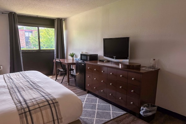 Foto van 1 kingsize bed | Mob Acc RI Shwr Nsmk Micfridg - Vakantiehuis in Rochester NY - BedRoom