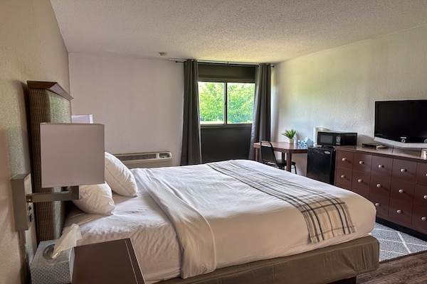 Foto van 1 kingsize bed | Mob Acc RI Shwr Nsmk Micfridg - Vakantiehuis in Rochester NY - BedRoom