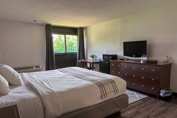 Foto van 1 kingsize bed | Mob Acc RI Shwr Nsmk Micfridg - Vakantiehuis in Rochester NY - BedRoom
