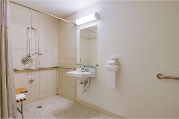 Foto van 1 tweepersoonsbed | Douche conform ADA/RI-normen - Vakantiehuis in Fife - BathRoom